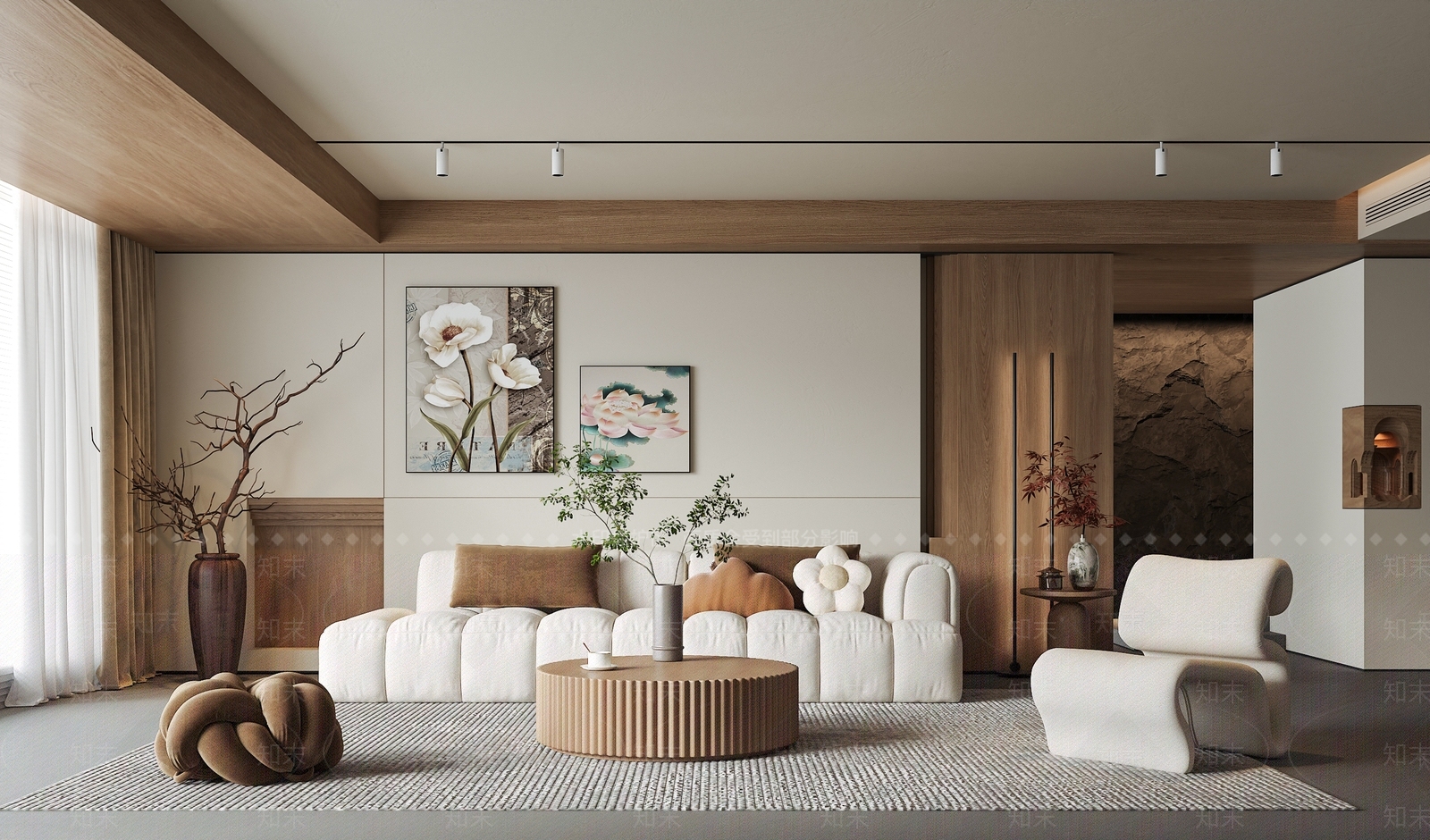 奶油风家居客厅3D模型下载【ID:1231734621】