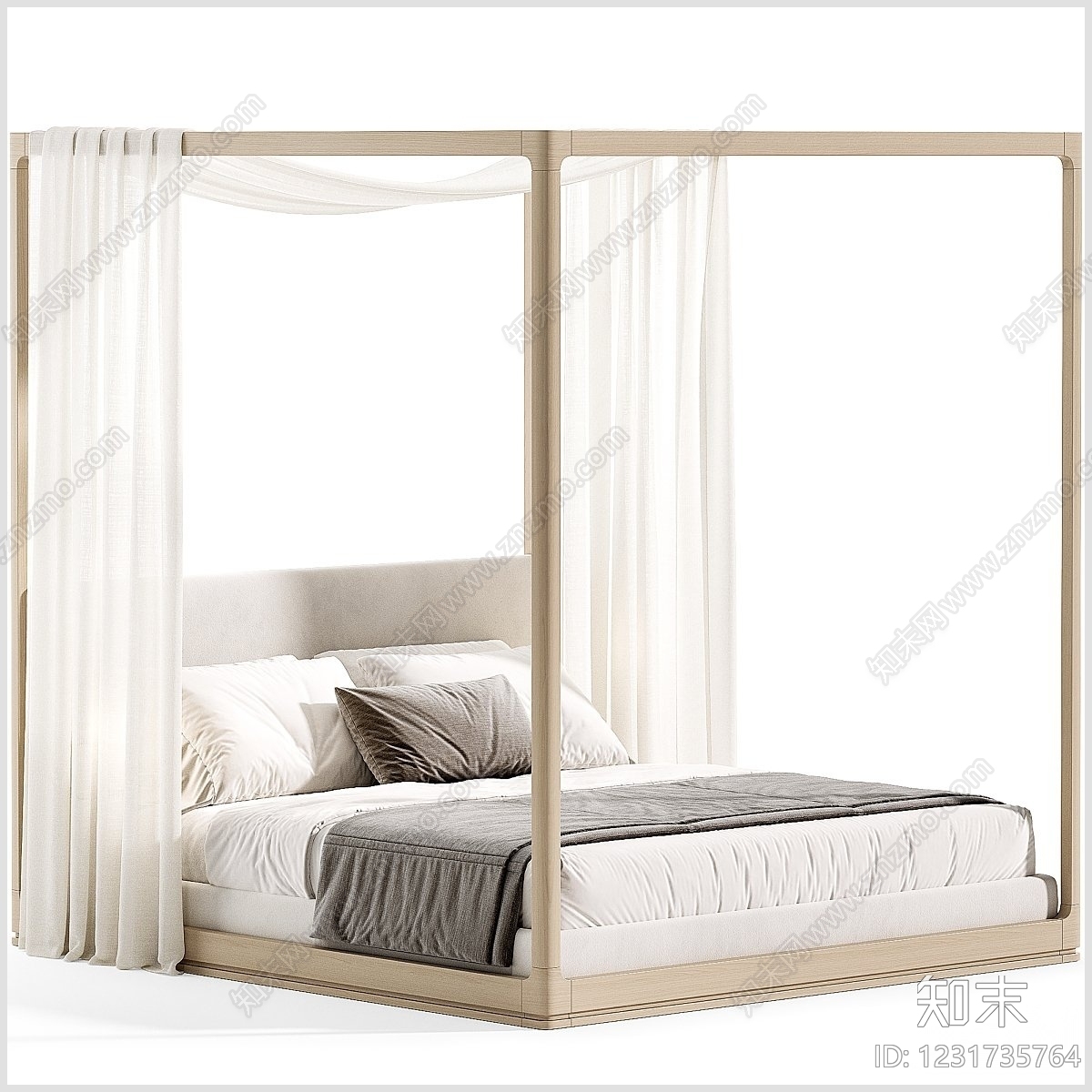 原木风床品3D模型下载【ID:1231735764】