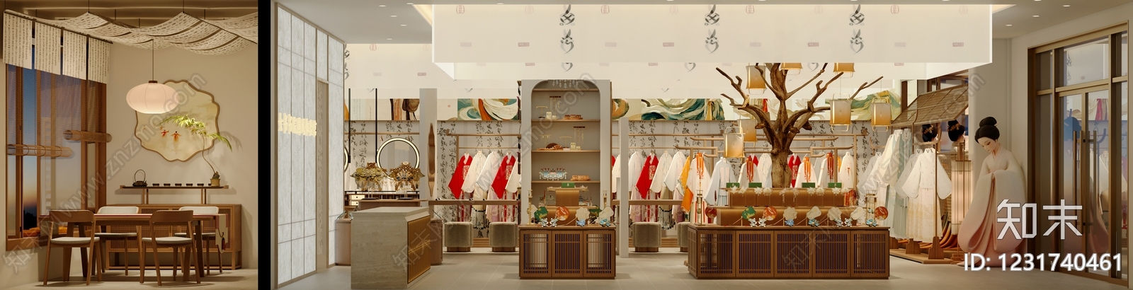 新中式服装店3D模型下载【ID:1231740461】