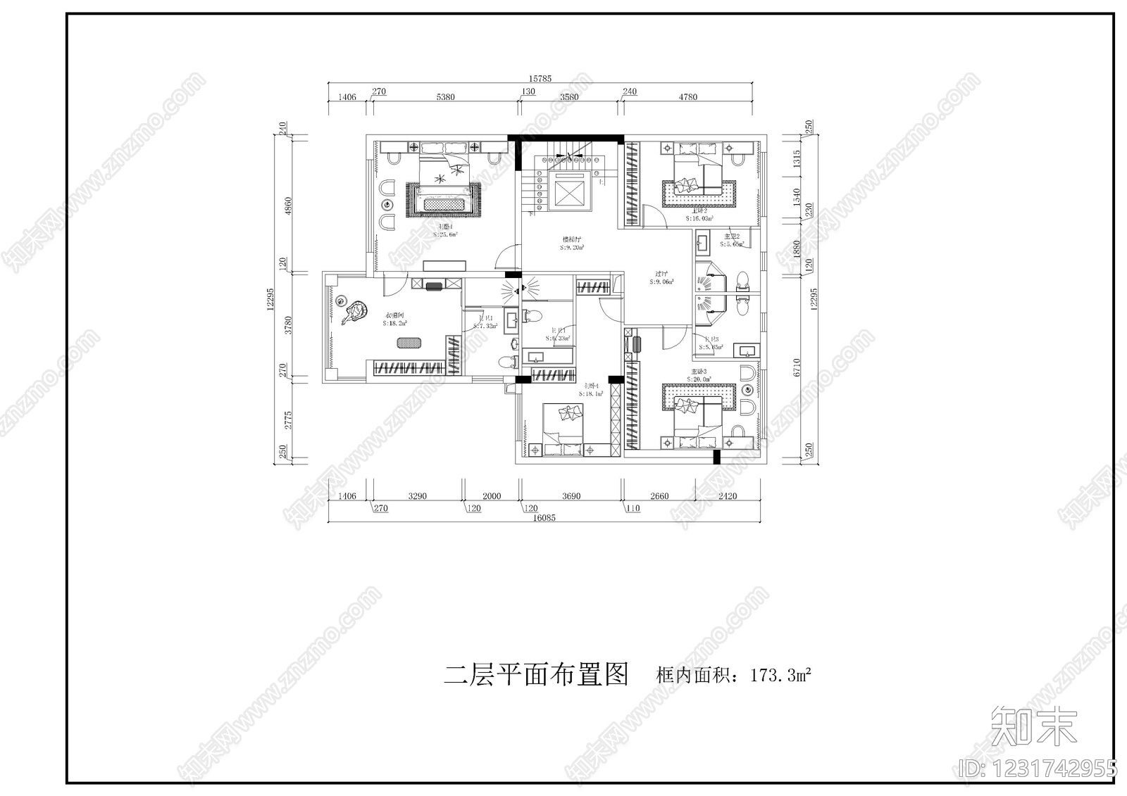 别墅建筑cad施工图下载【ID:1231742955】
