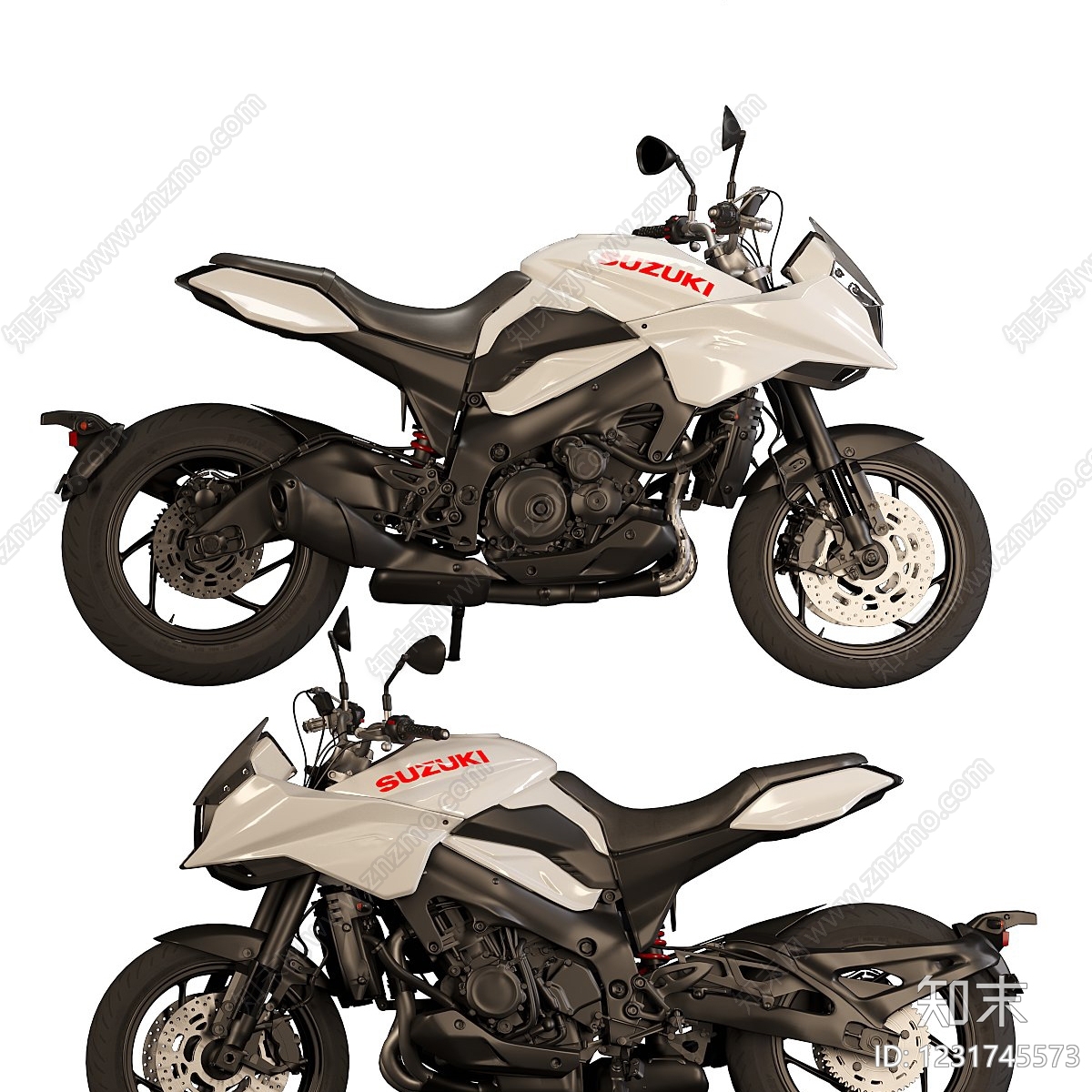 摩托车3D模型渲染效果图