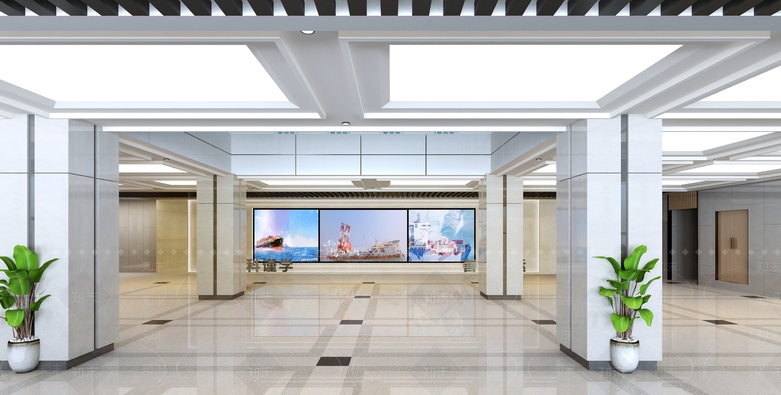 现代简约办公大厅3D模型下载【ID:1231747659】