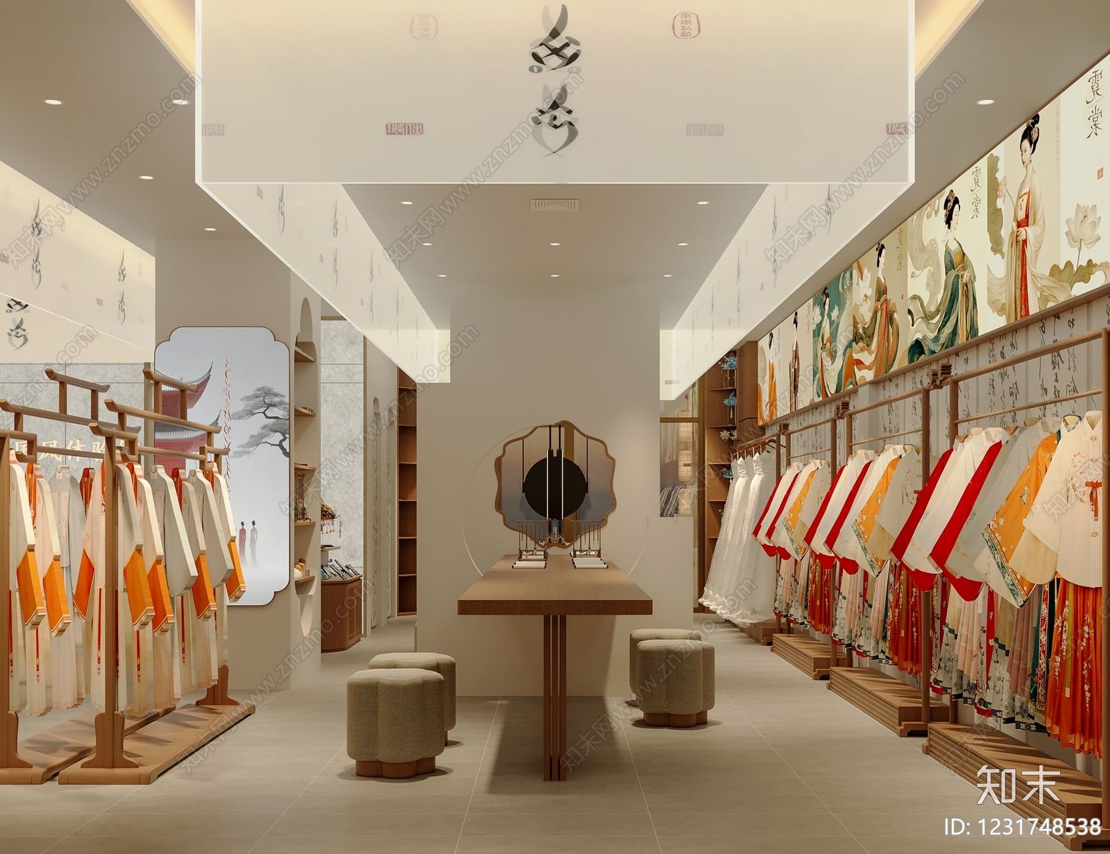 新中式服装店3D模型下载【ID:1231748538】