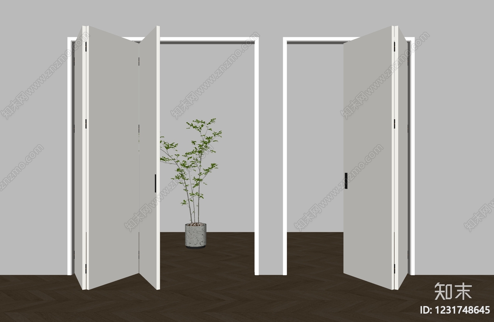 极简折叠门SU模型下载【ID:1231748645】