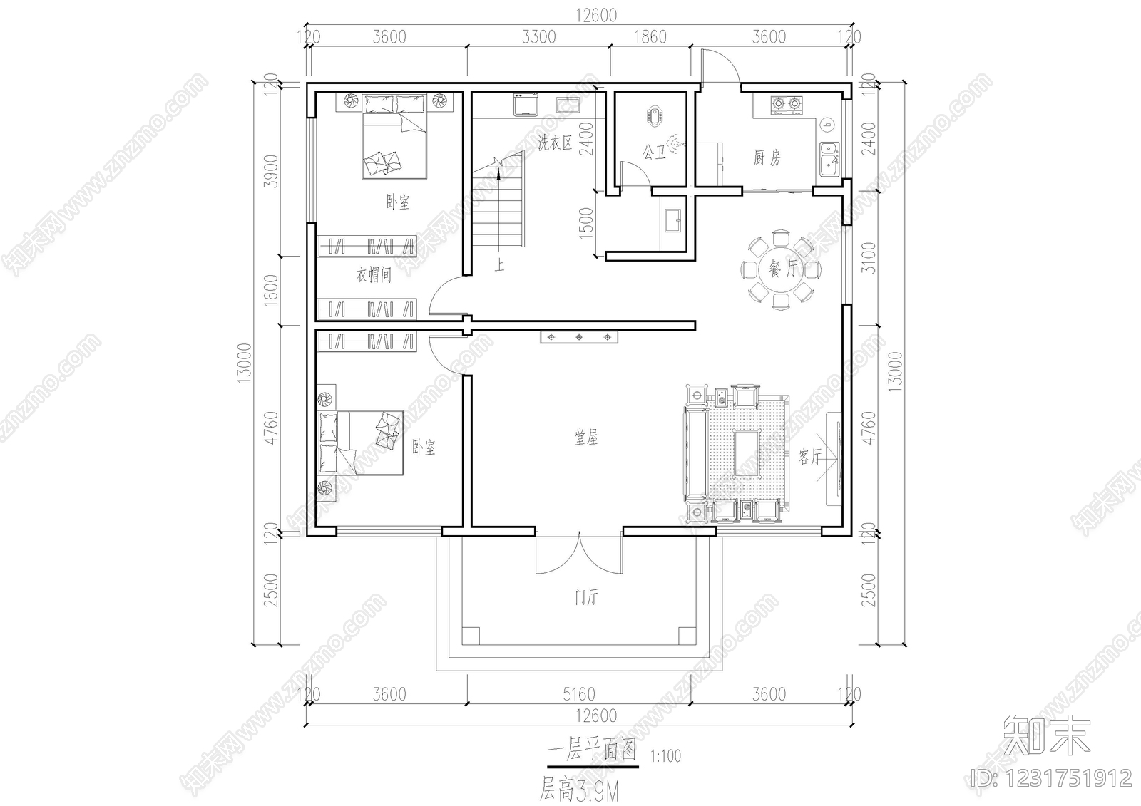 别墅建筑cad施工图下载【ID:1231751912】