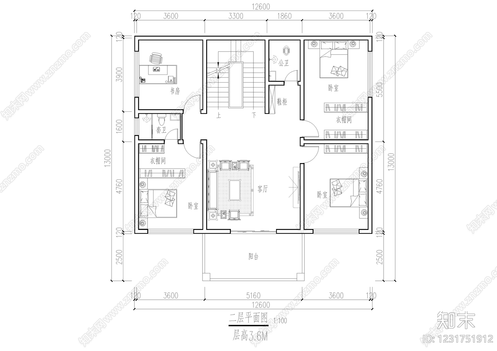 别墅建筑cad施工图下载【ID:1231751912】
