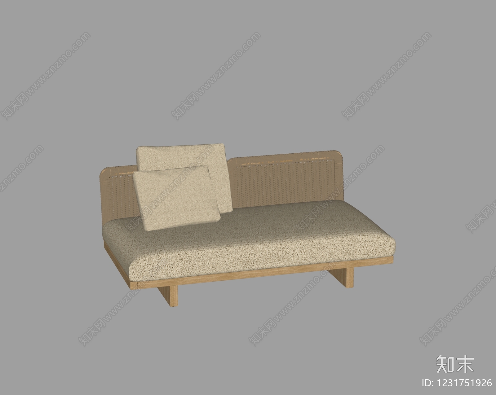 原木风贵妃椅SU模型下载【ID:1231751926】