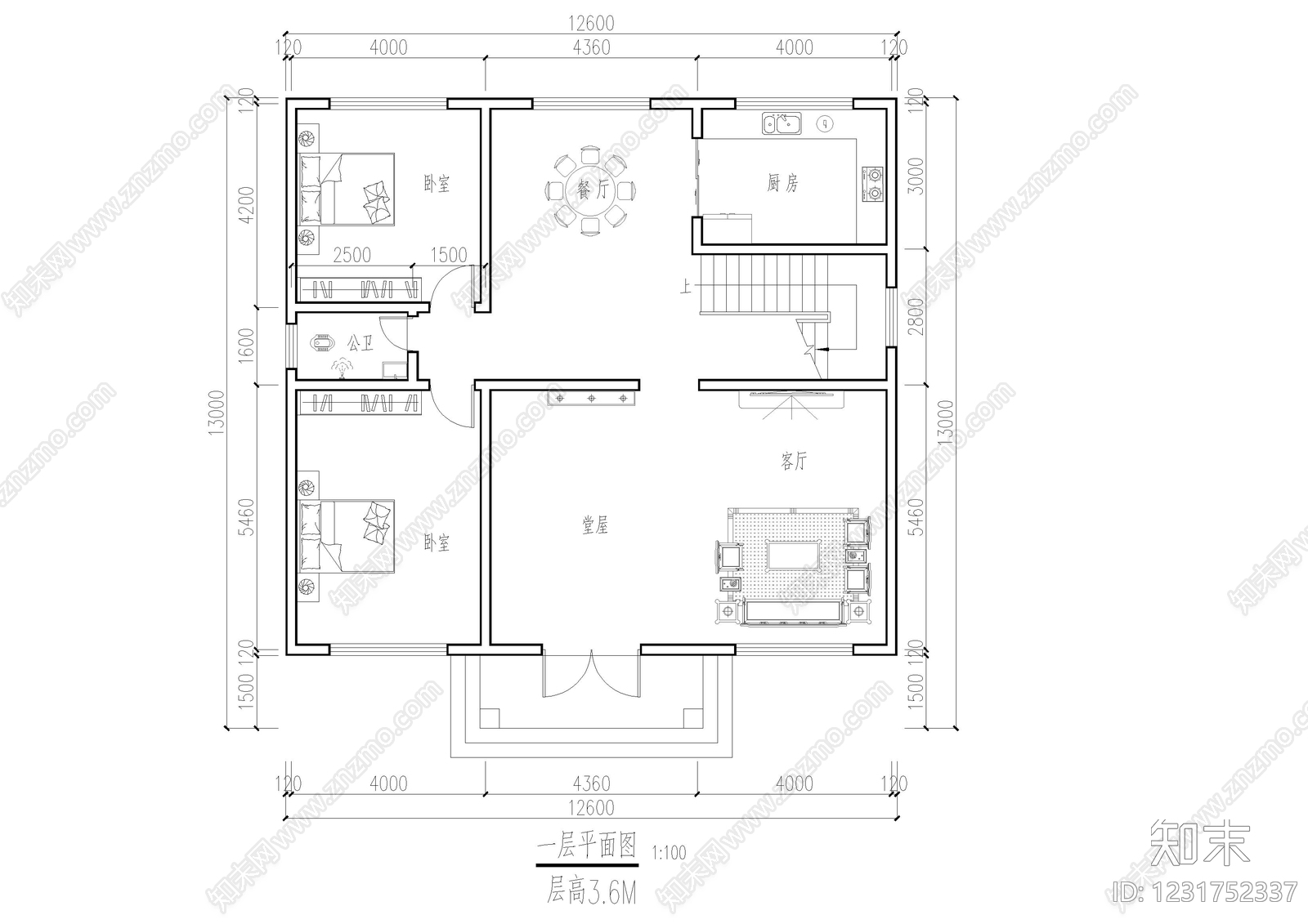 别墅建筑cad施工图下载【ID:1231752337】