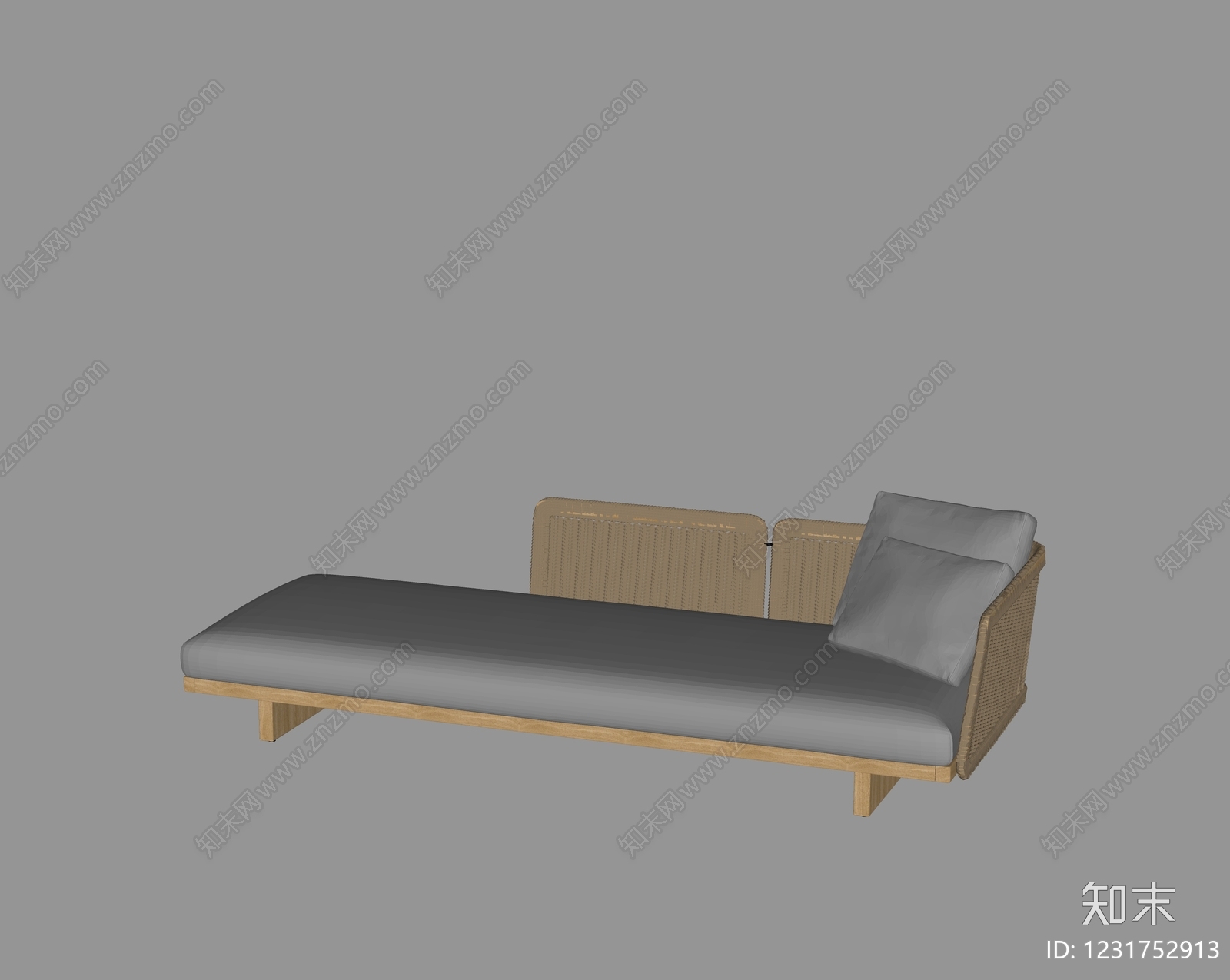 原木风贵妃椅SU模型下载【ID:1231752913】