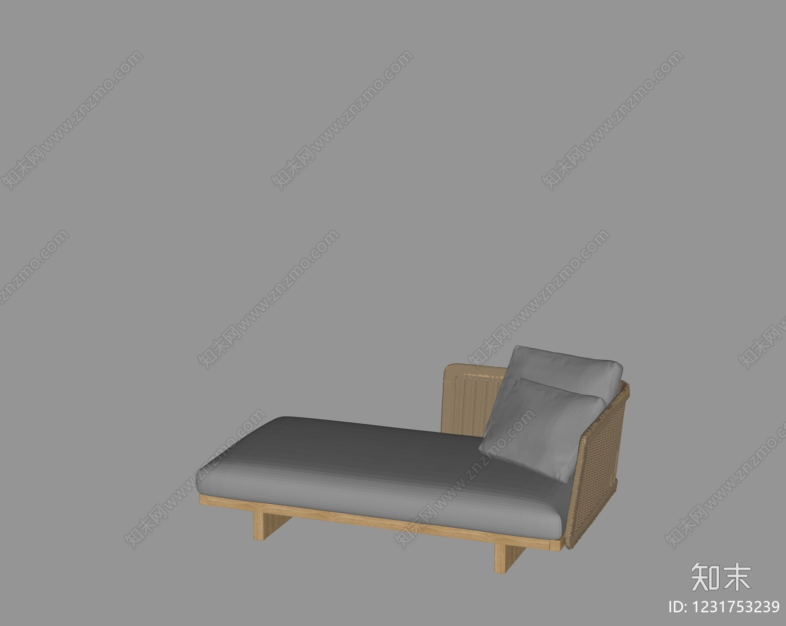 原木风贵妃椅SU模型下载【ID:1231753239】