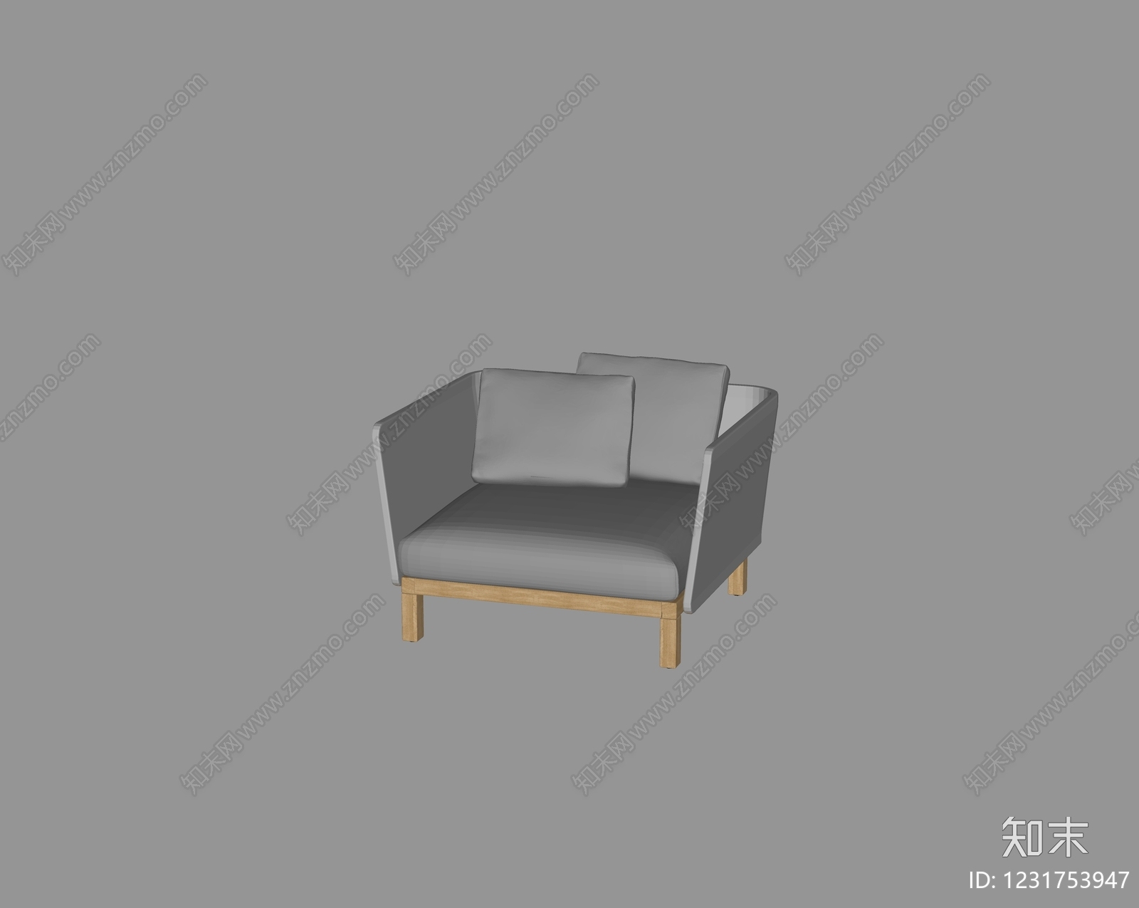原木风单人沙发SU模型下载【ID:1231753947】