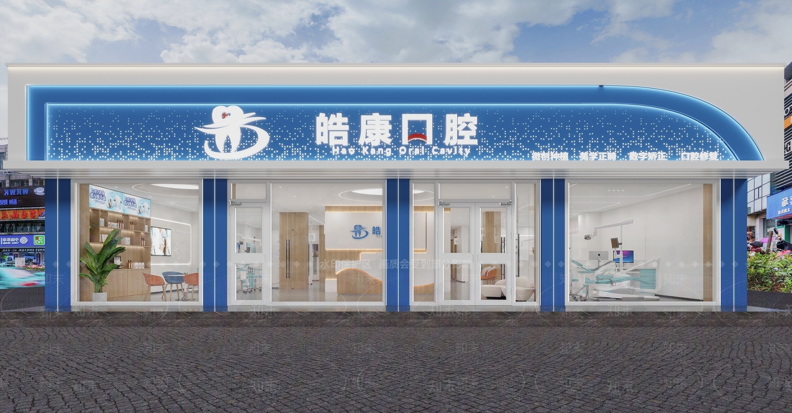 现代简约医院3D模型渲染效果图