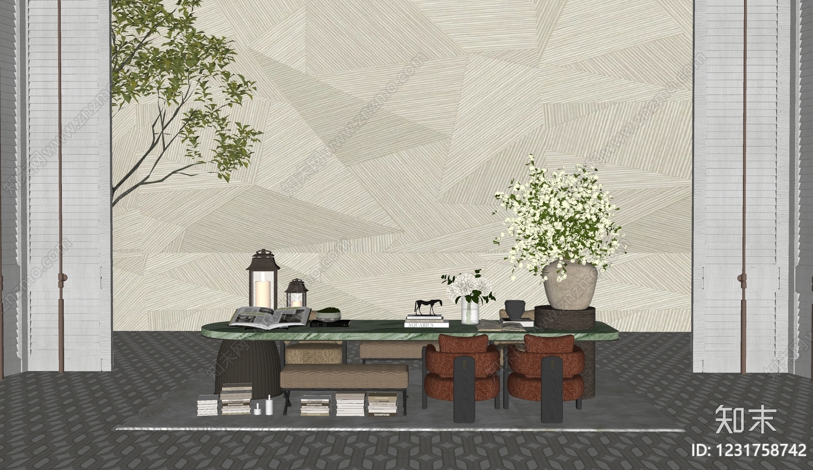 现代简约其他桌子SU模型下载【ID:1231758742】