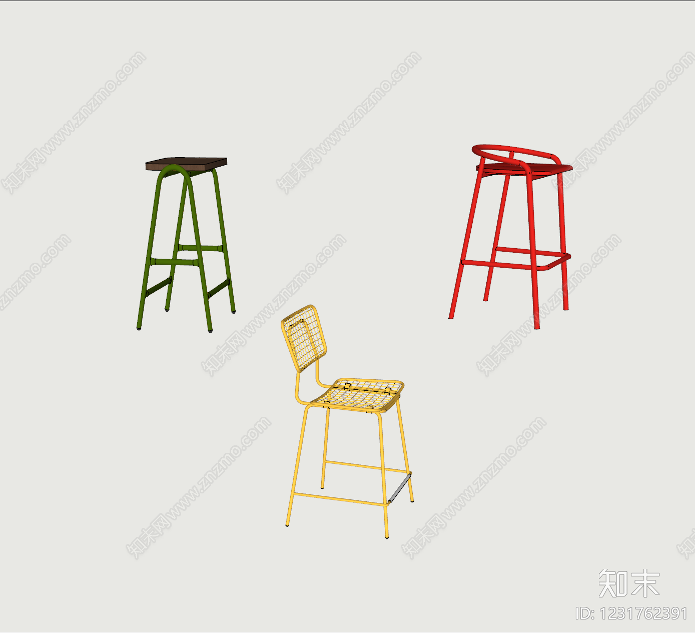 现代简约吧椅SU模型下载【ID:1231762391】