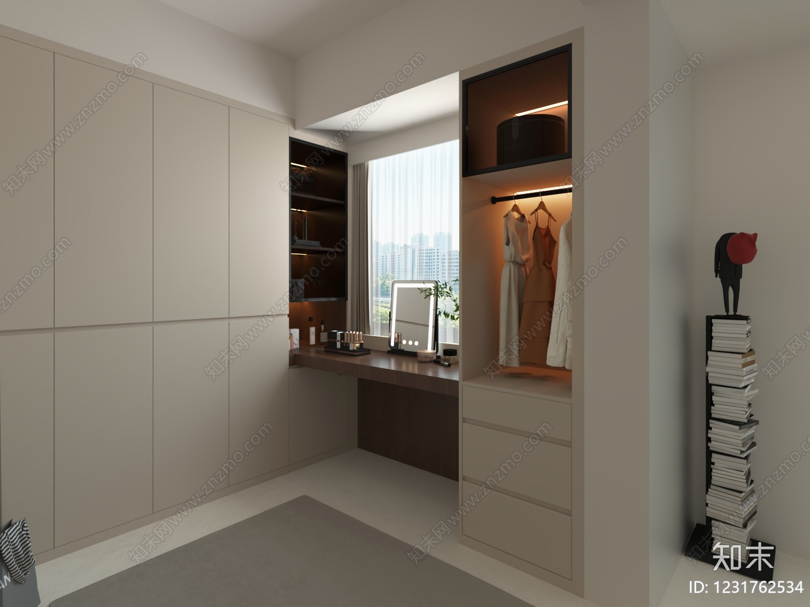 奶油风主卧3D模型下载【ID:1231762534】