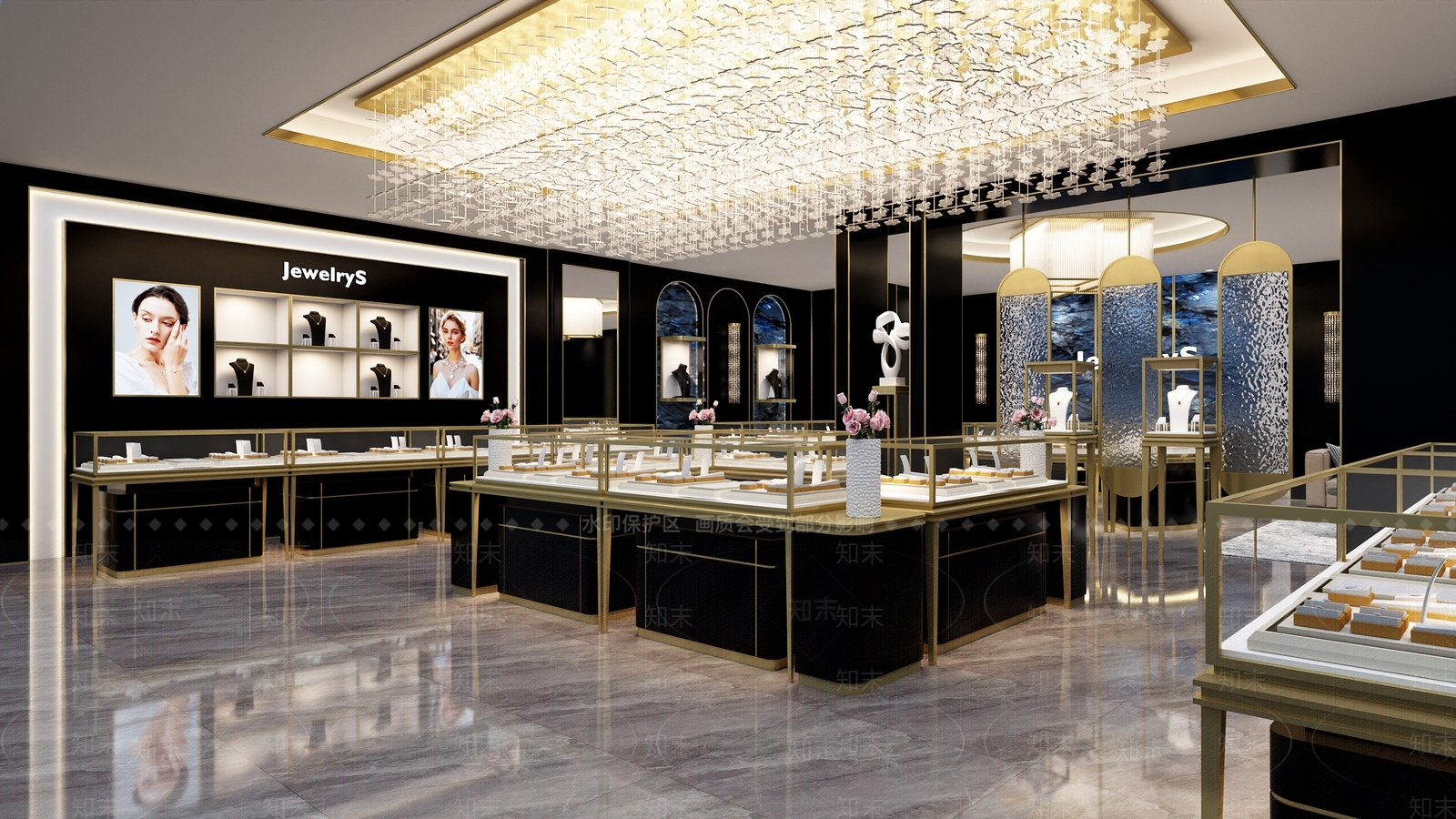轻奢珠宝店3D模型下载【ID:1231764303】