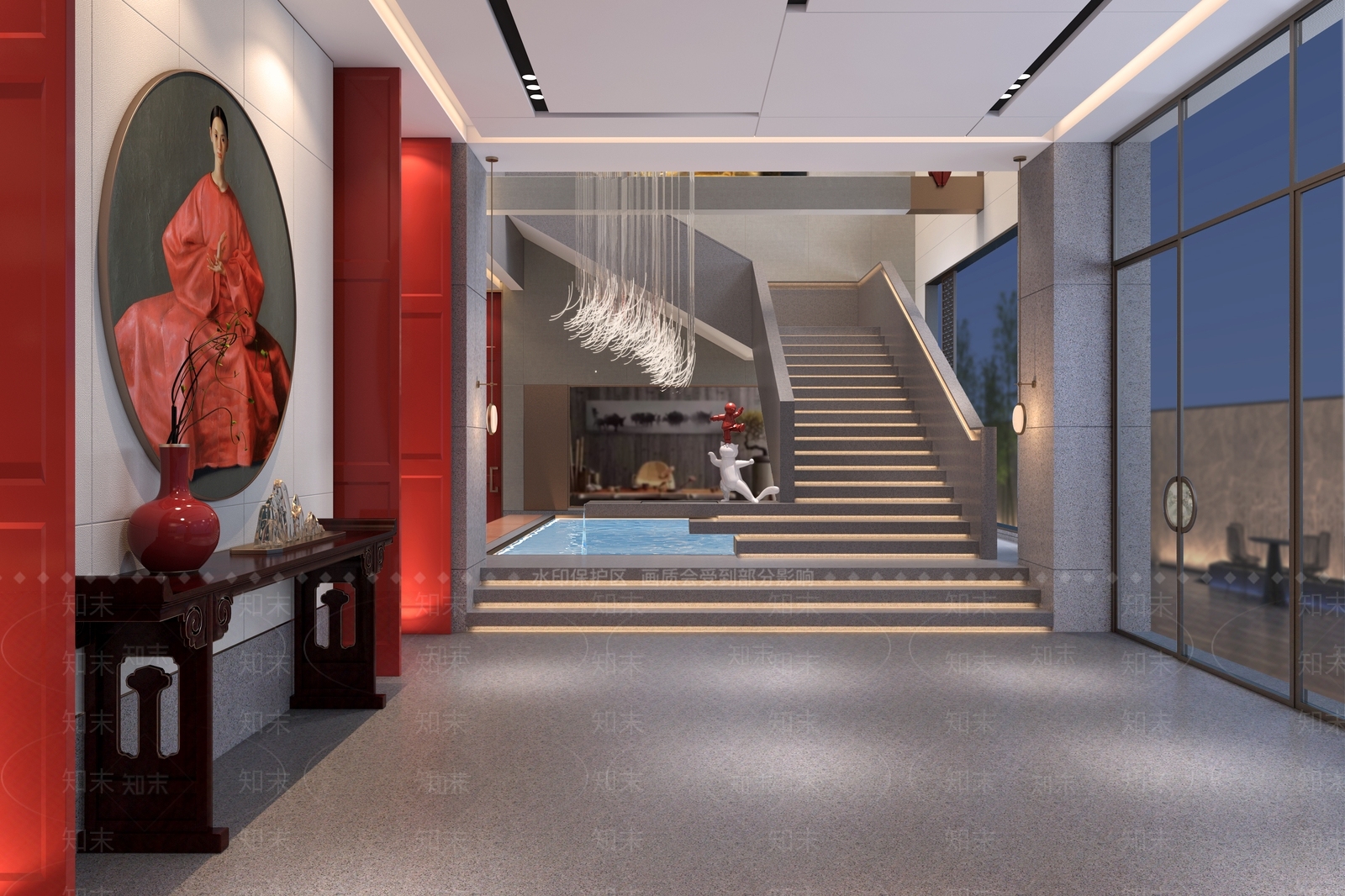 新中式中餐厅3D模型下载【ID:1231764660】