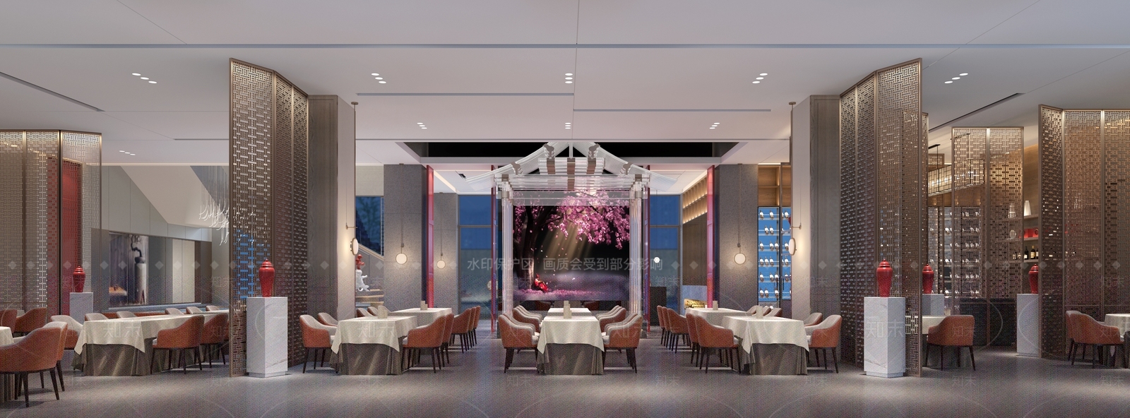 新中式中餐厅3D模型下载【ID:1231764660】