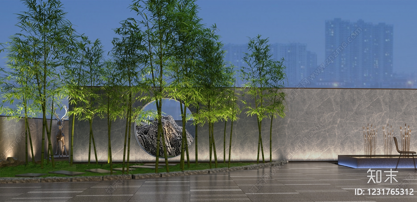 新中式景观商业景观3D模型下载【ID:1231765312】