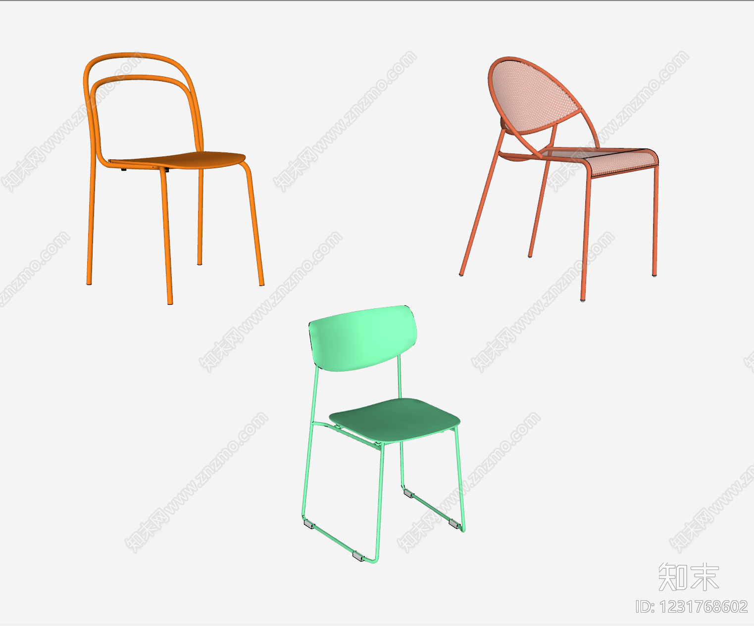 现代简约餐椅SU模型下载【ID:1231768602】