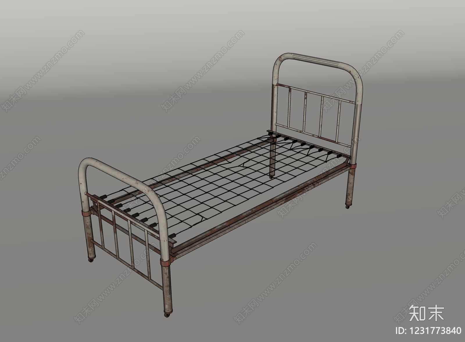 复古工业风单人床SU模型下载【ID:1231773840】