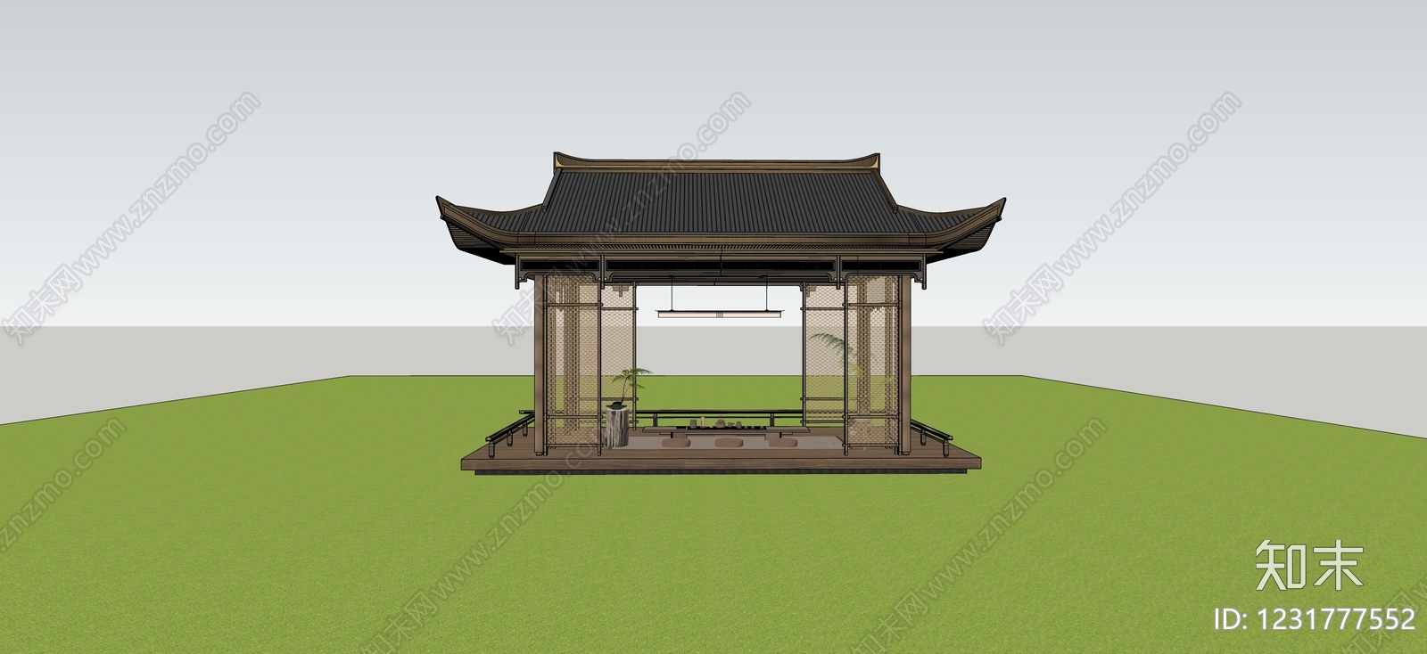 新中式亭子SU模型下载【ID:1231777552】