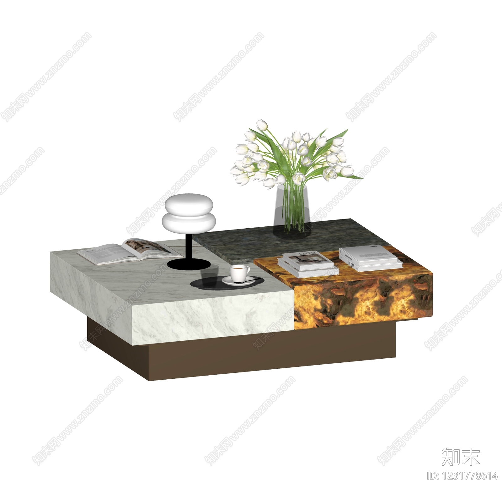轻奢茶几SU模型下载【ID:1231778614】