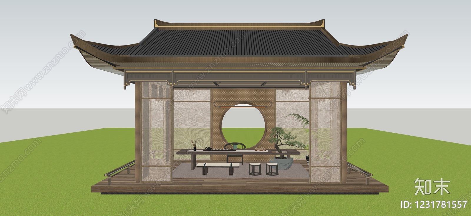 新中式亭子SU模型下载【ID:1231781557】