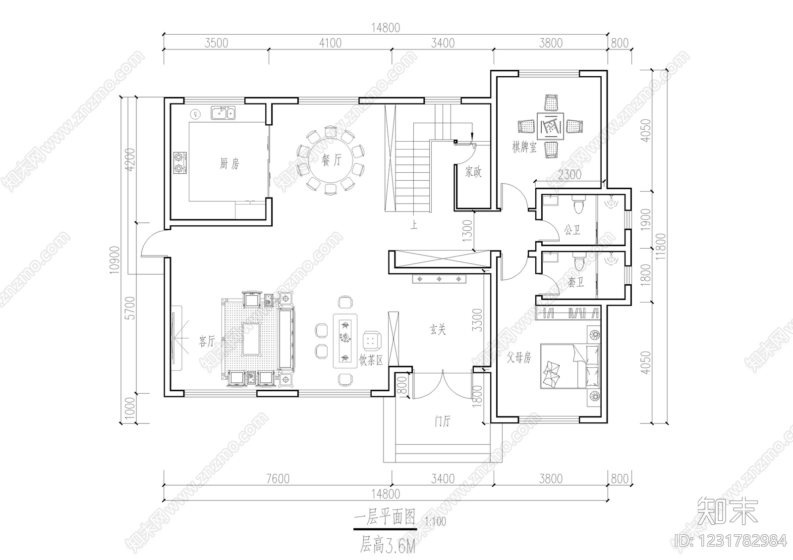 别墅建筑cad施工图下载【ID:1231782984】