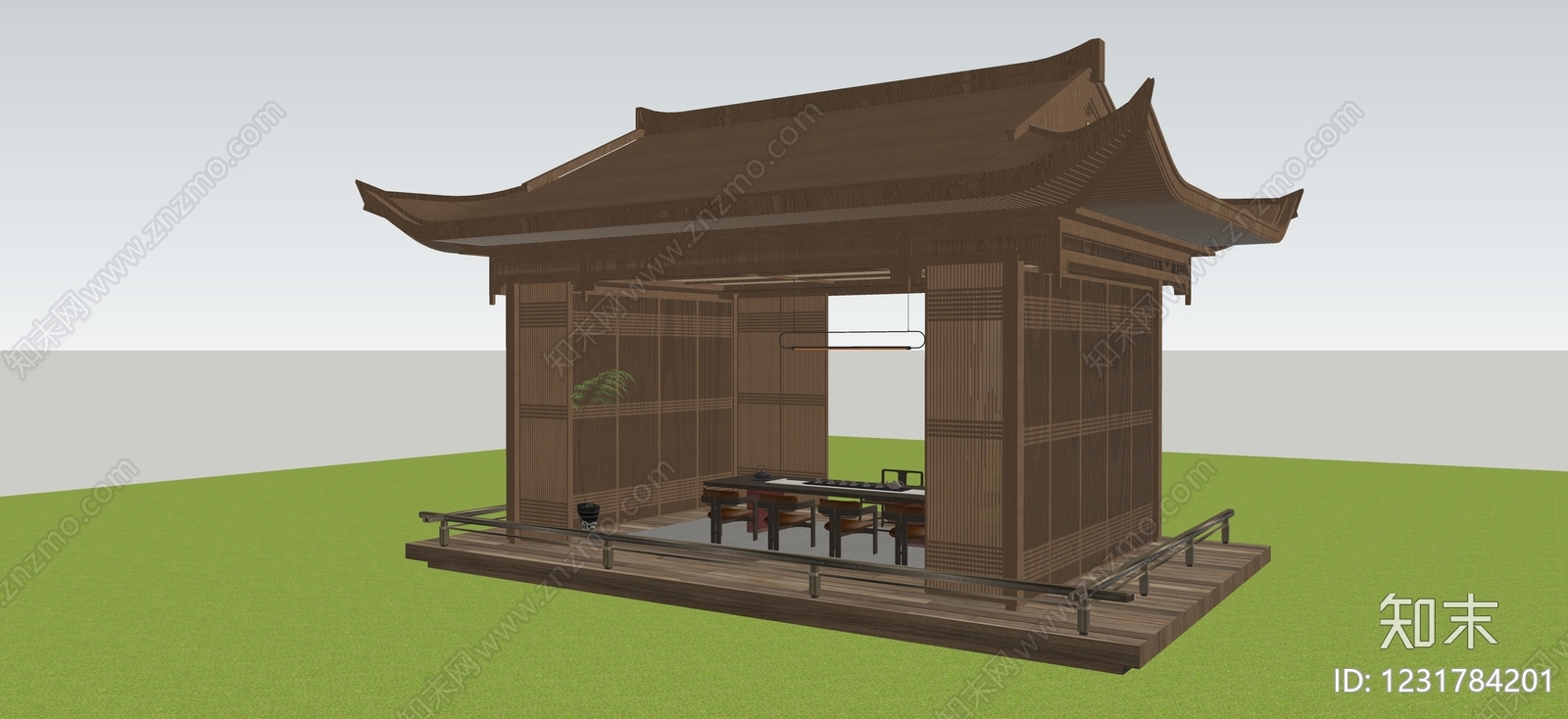 新中式亭子SU模型下载【ID:1231784201】