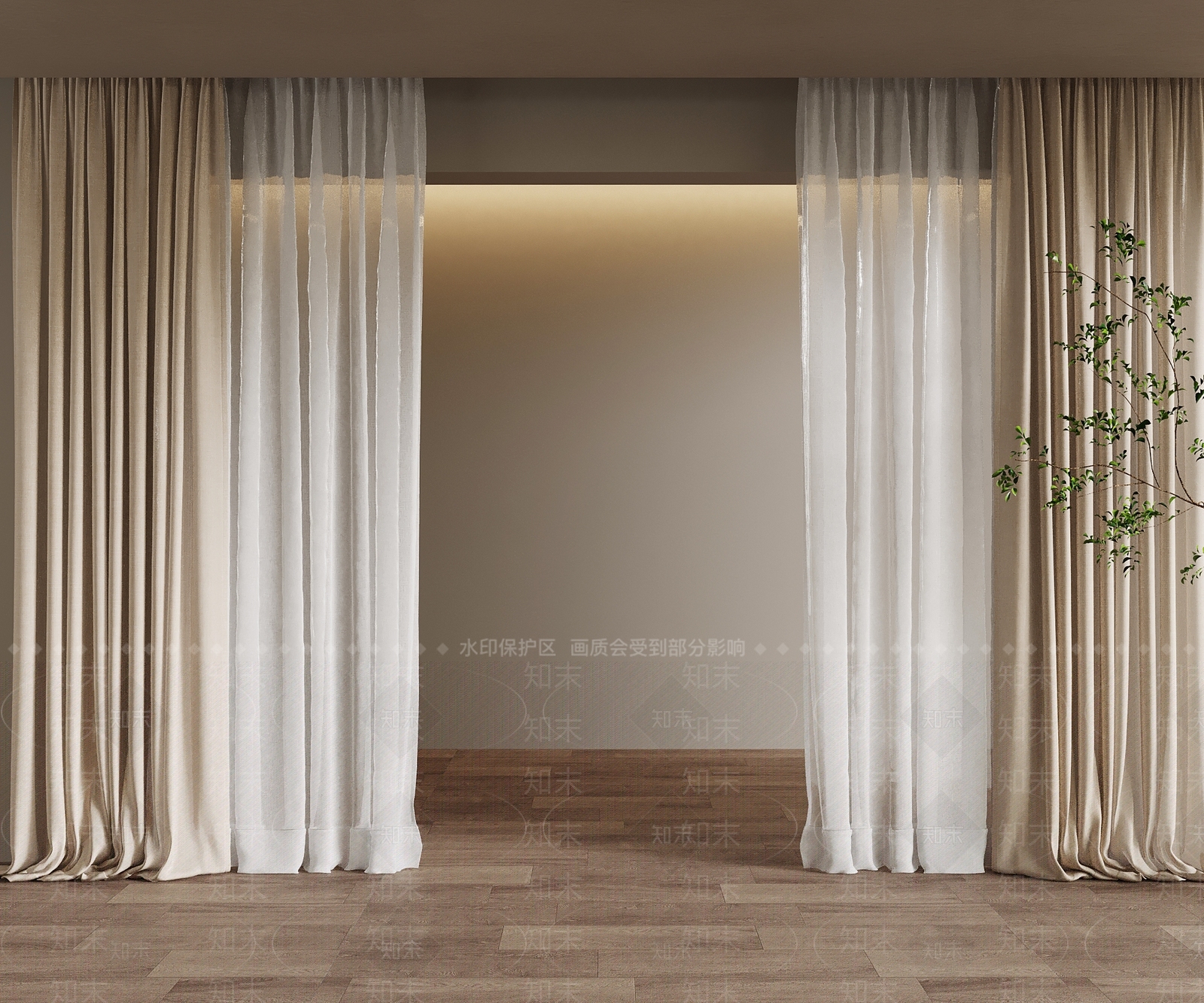 奶油风通用窗帘3D模型下载【ID:1231784558】