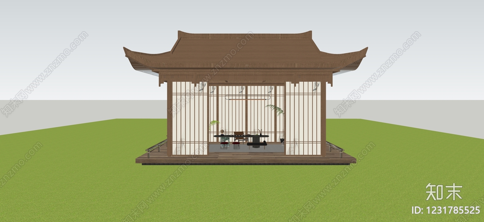 中式亭子SU模型下载【ID:1231785525】