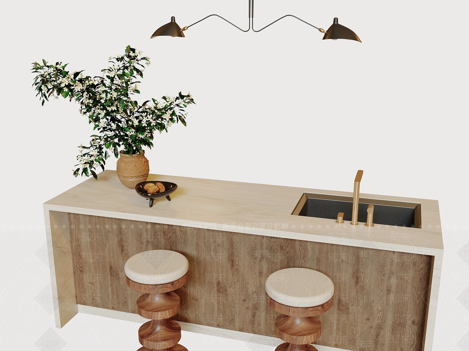 原木风吧台3D模型下载【ID:1231790081】