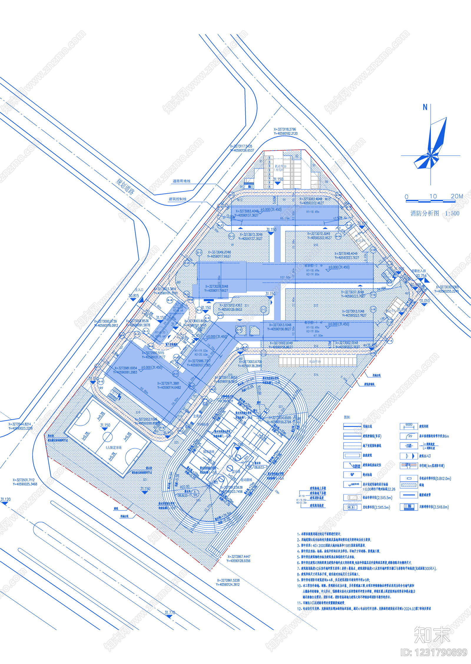 学校建筑cad施工图下载【ID:1231790899】