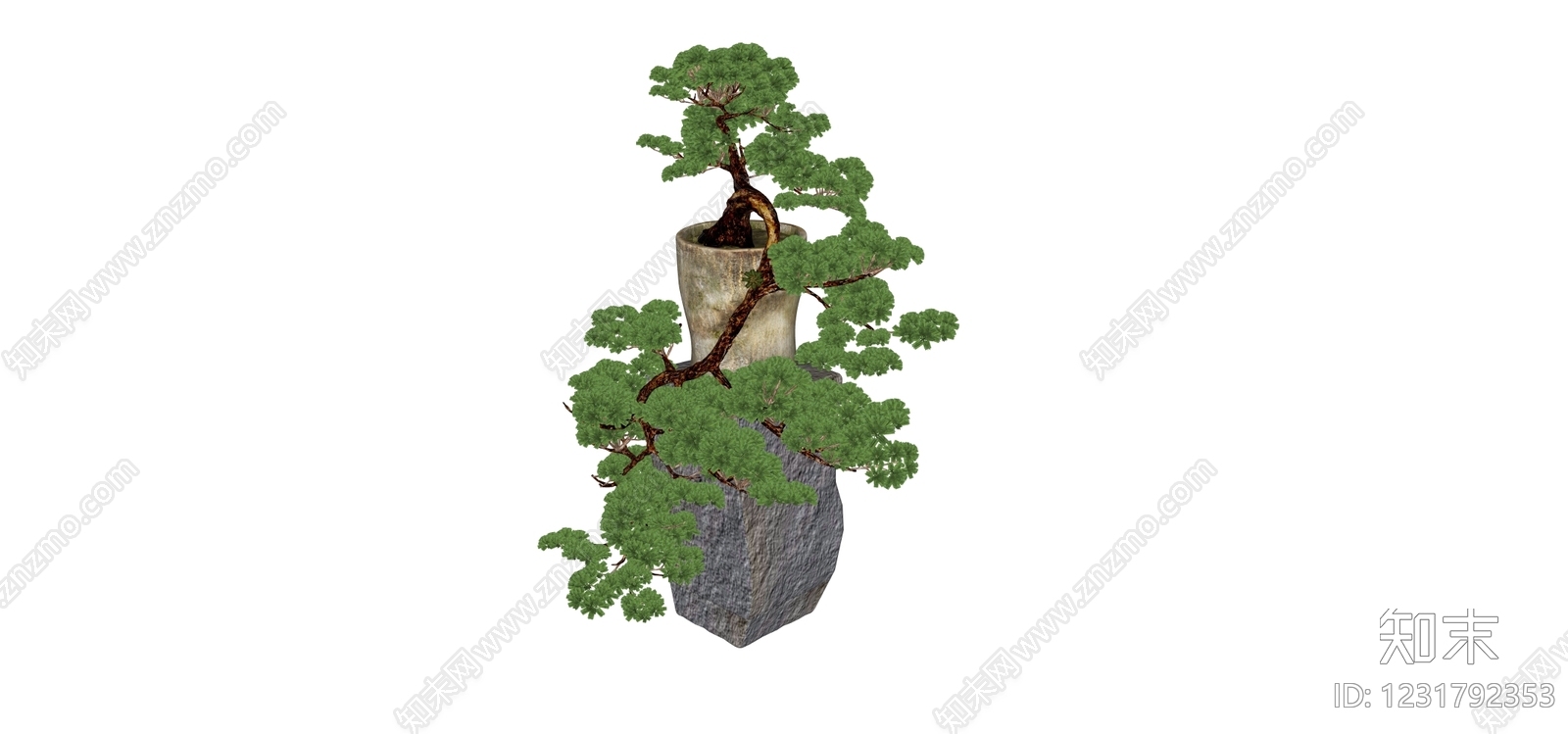 禅意盆栽SU模型下载【ID:1231792353】