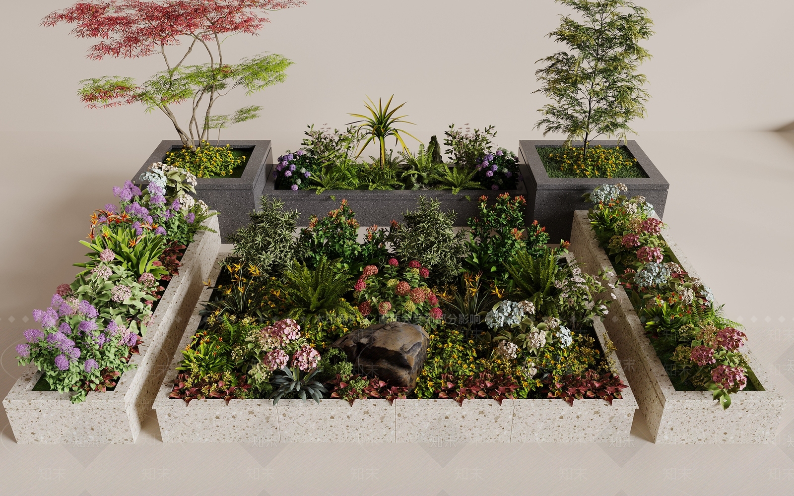 现代主义花境3D模型下载【ID:1231793635】
