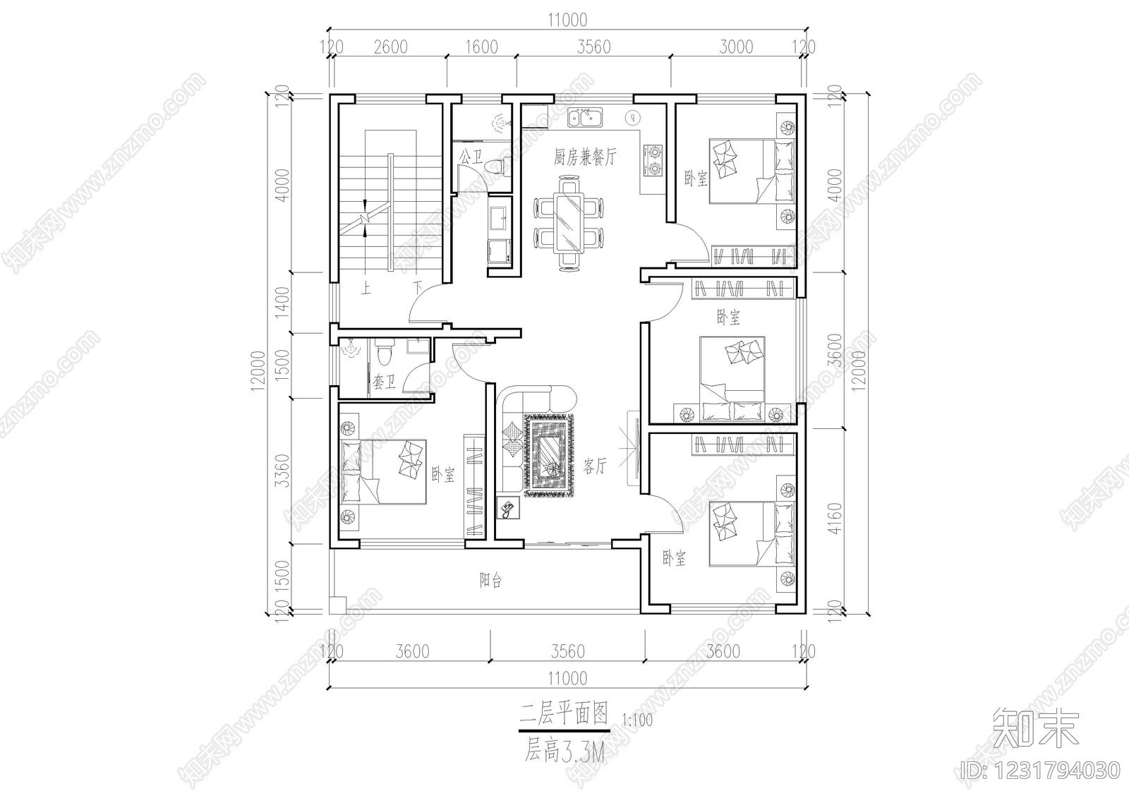 别墅建筑cad施工图下载【ID:1231794030】
