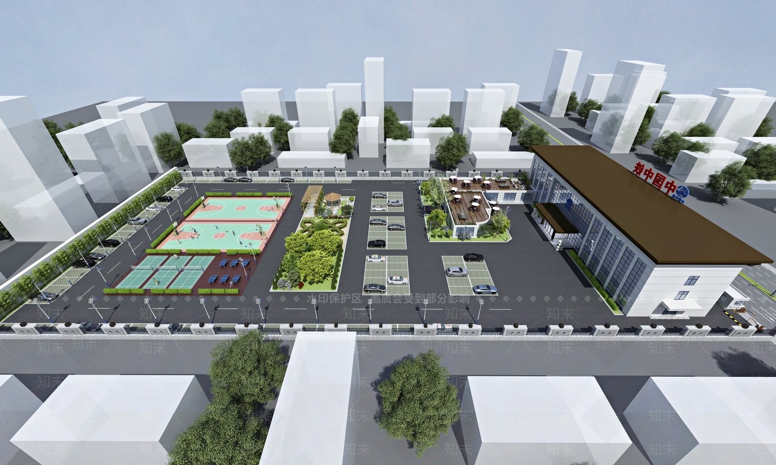 现代主义办公园区景观3D模型下载【ID:1231794886】