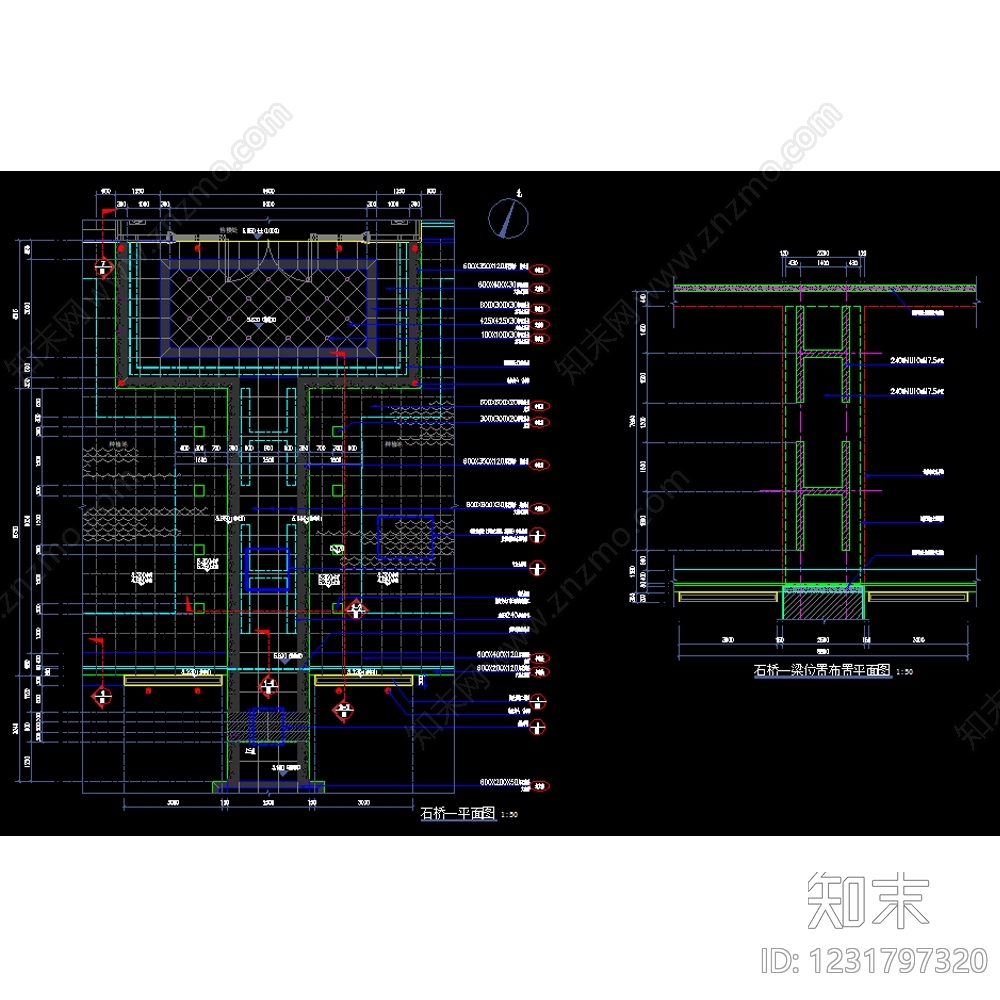 镜面水景cad施工图下载【ID:1231797320】