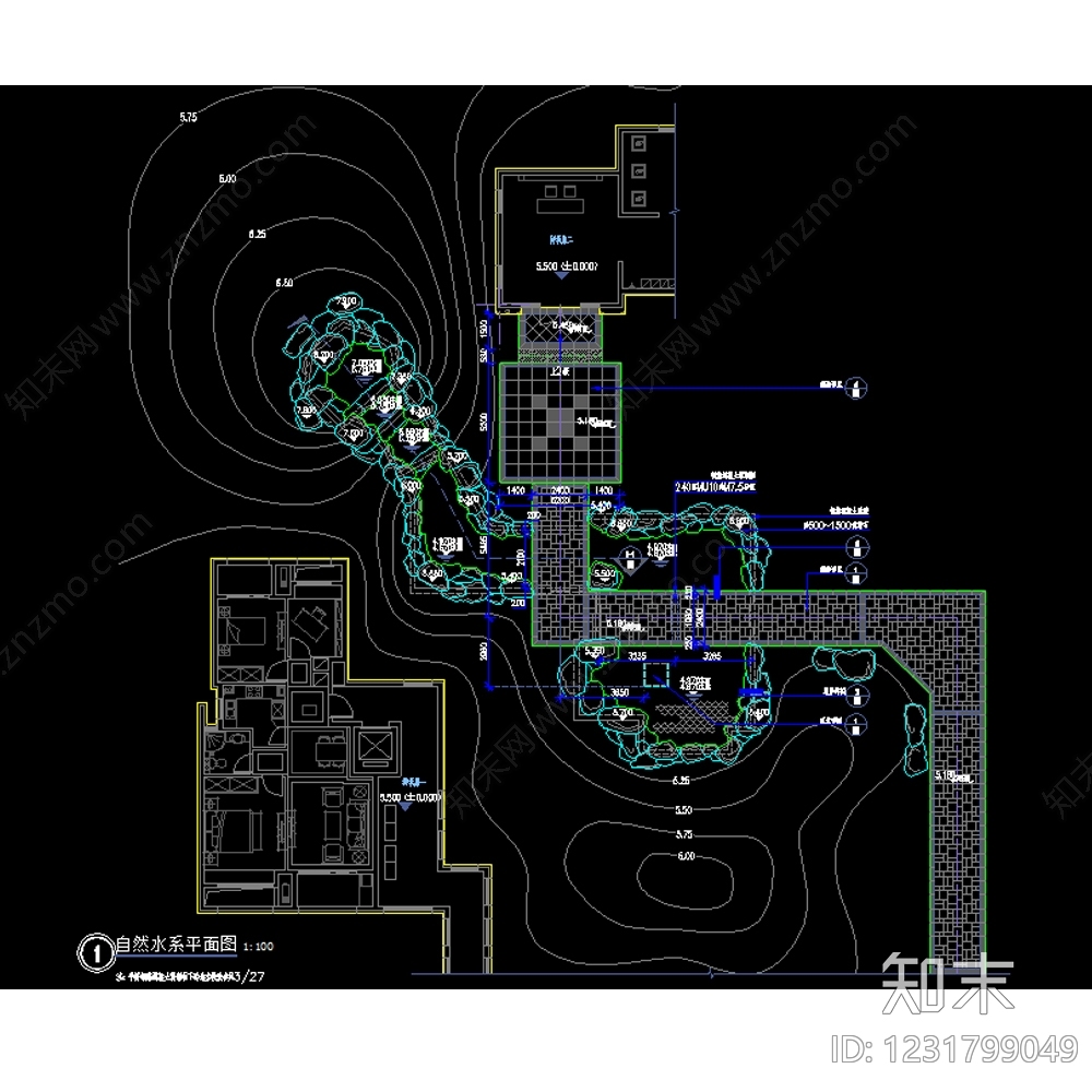 跌水景观cad施工图下载【ID:1231799049】