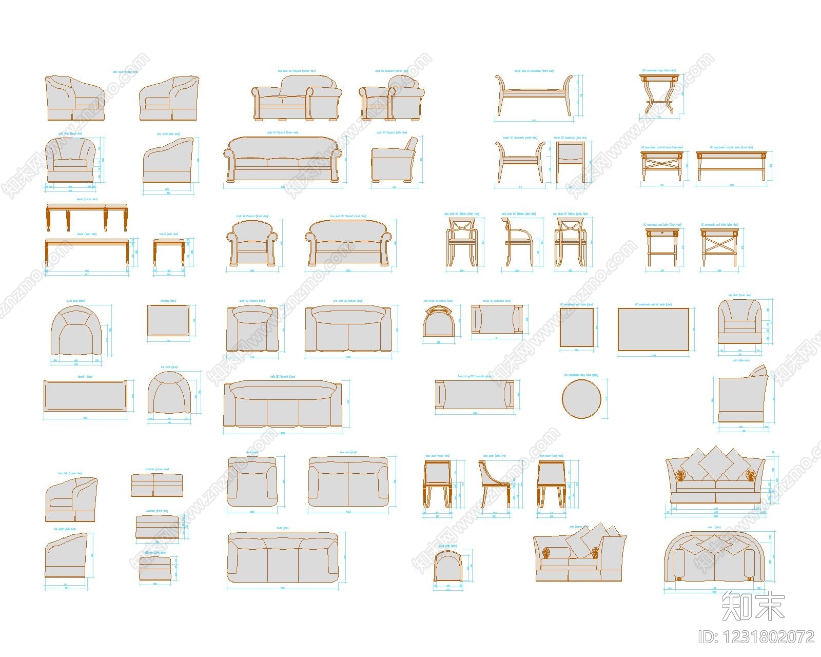 家具图库cad施工图下载【ID:1231802072】