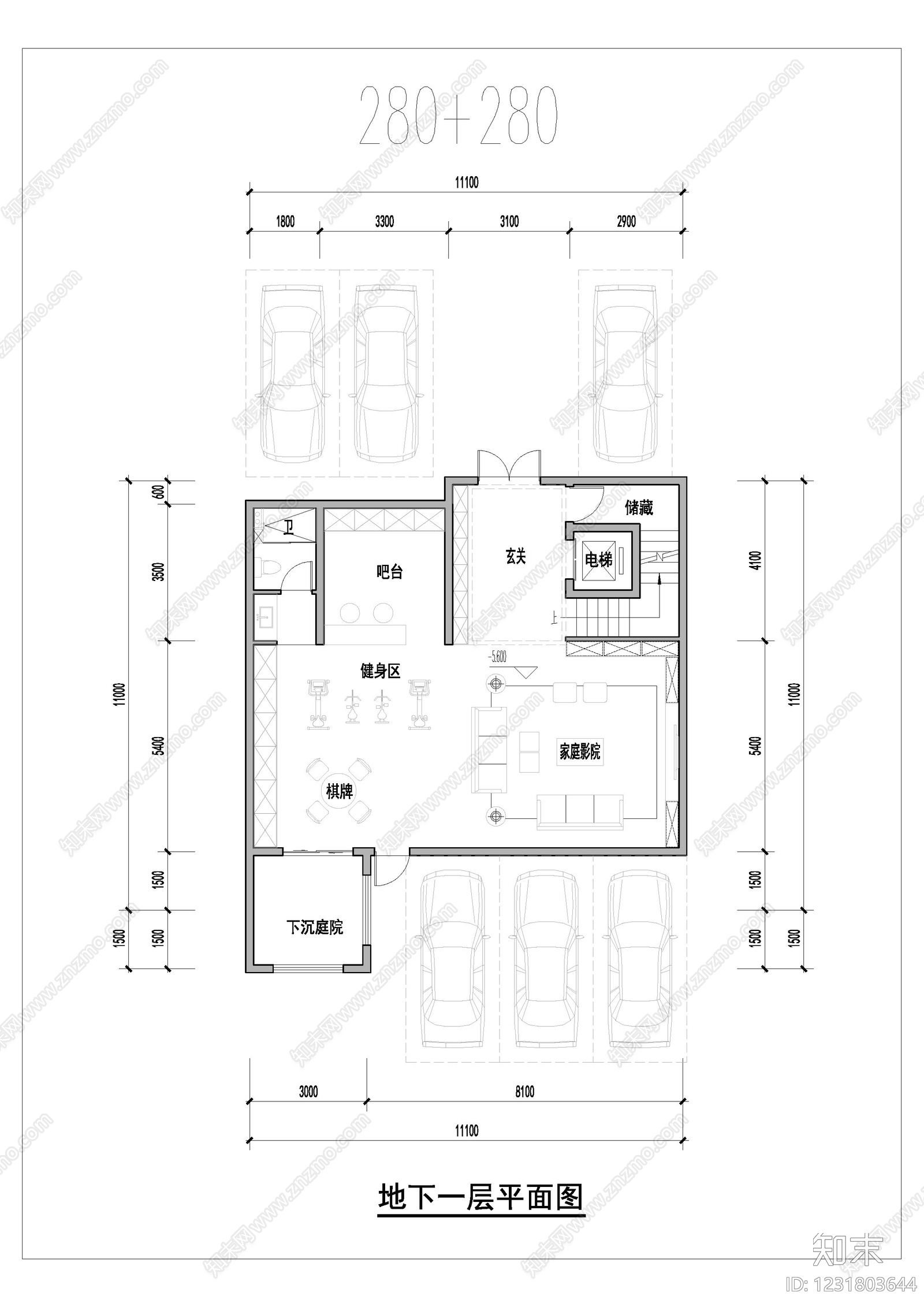 别墅建筑cad施工图下载【ID:1231803644】