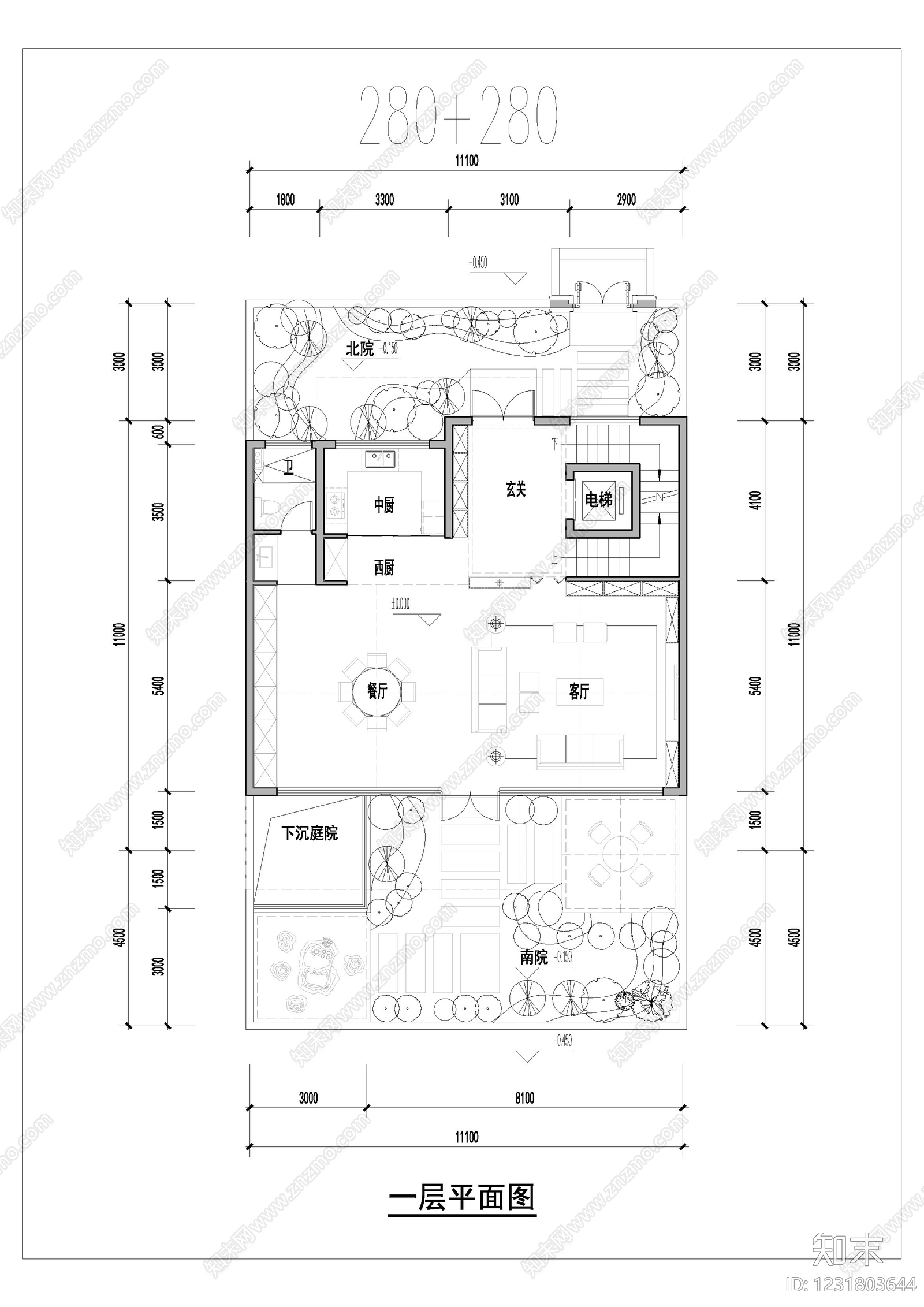 别墅建筑cad施工图下载【ID:1231803644】