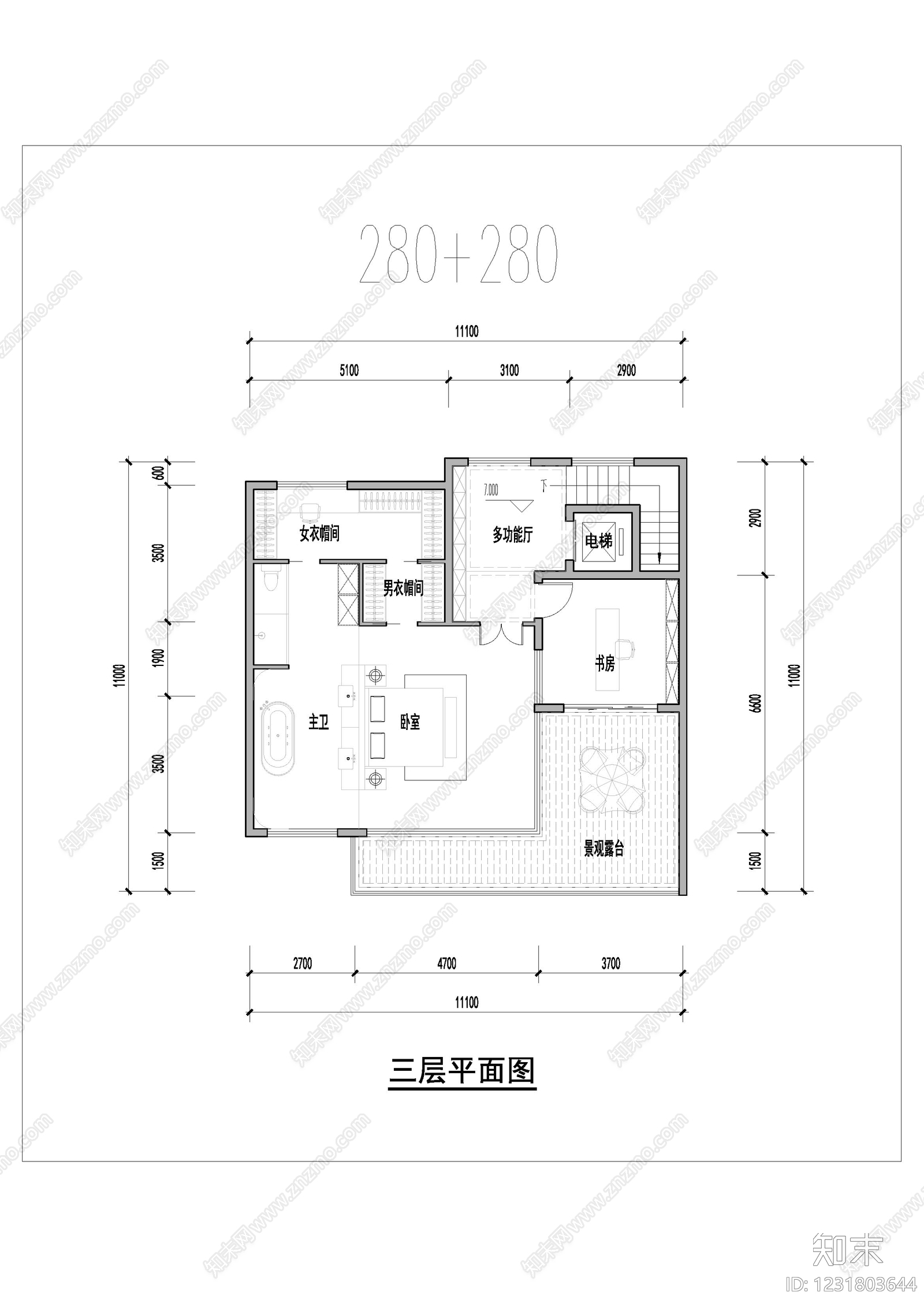 别墅建筑cad施工图下载【ID:1231803644】