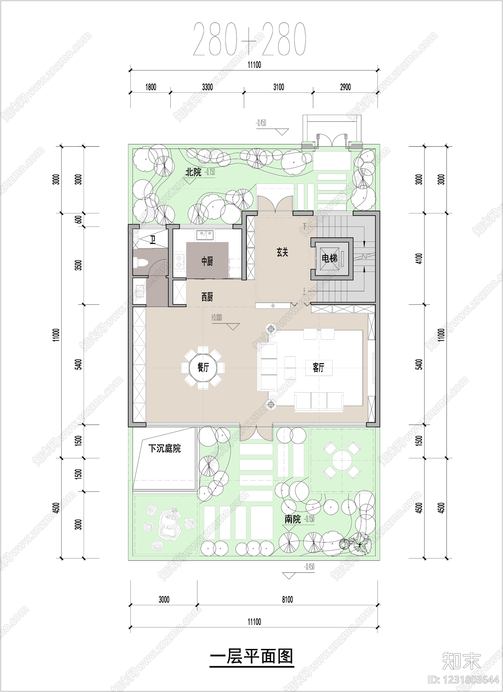 别墅建筑cad施工图下载【ID:1231803644】
