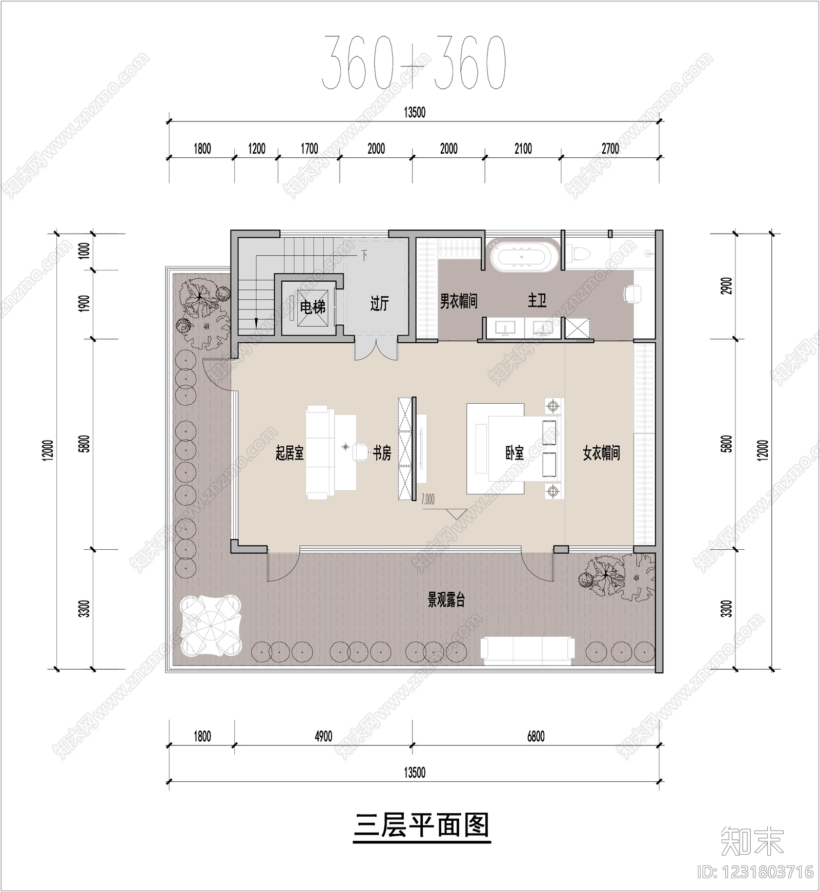 别墅建筑cad施工图下载【ID:1231803716】