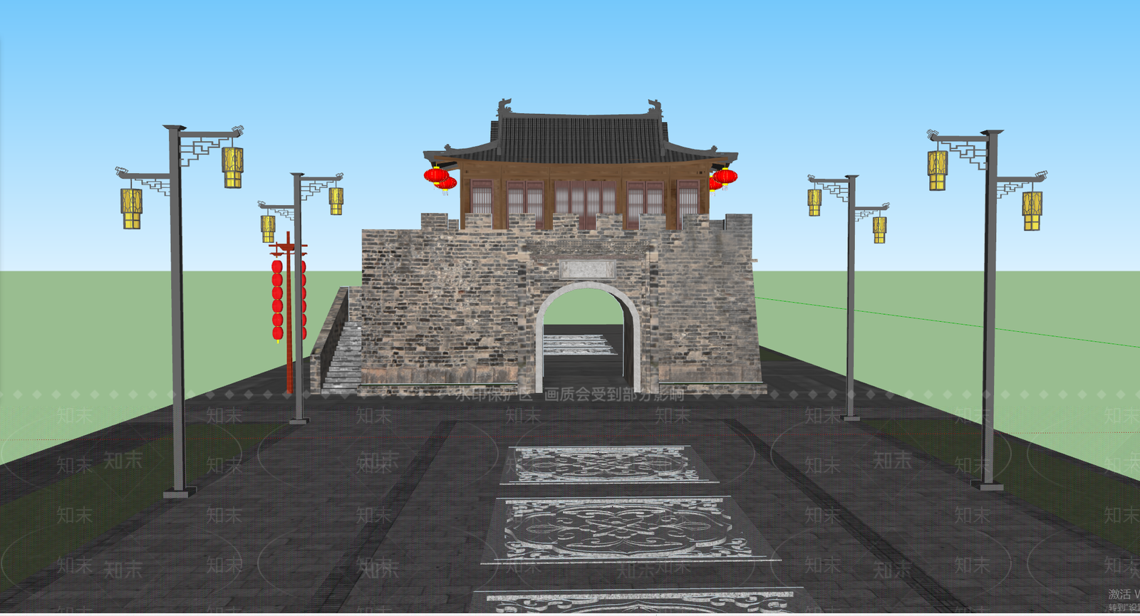 中式古建古建筑SU模型下载【ID:1231828683】
