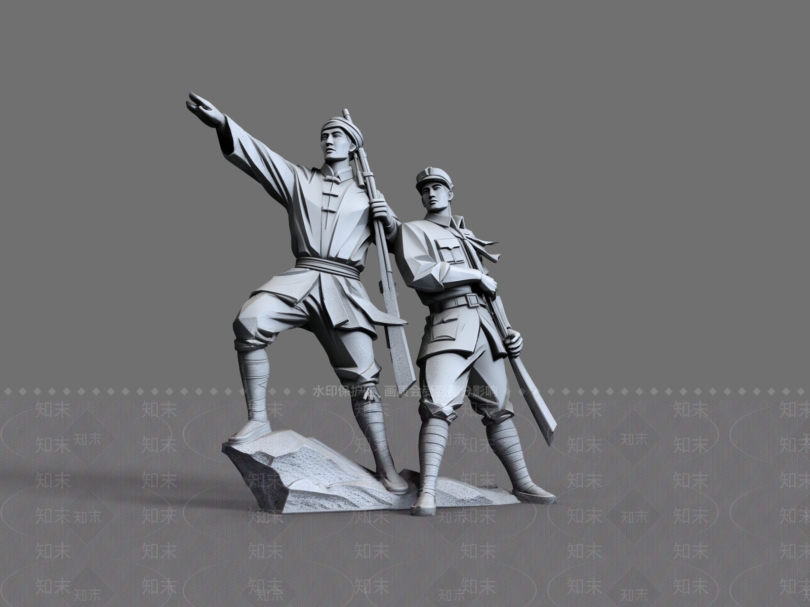 中式景观雕塑3D模型下载【ID:1231830918】