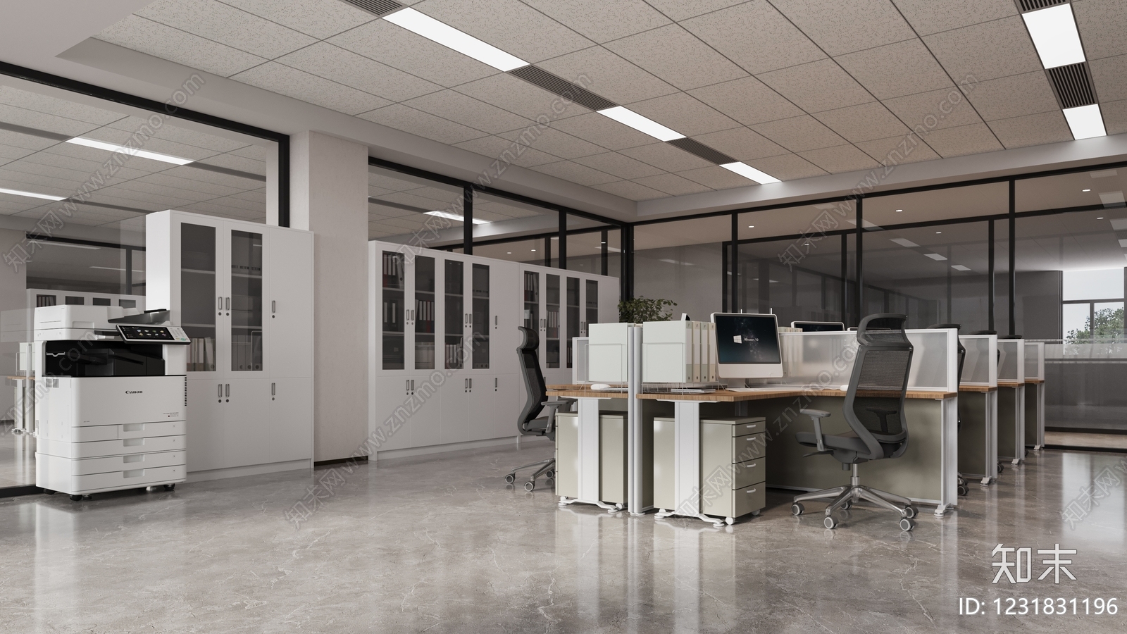 现代简约办公区3D模型下载【ID:1231831196】