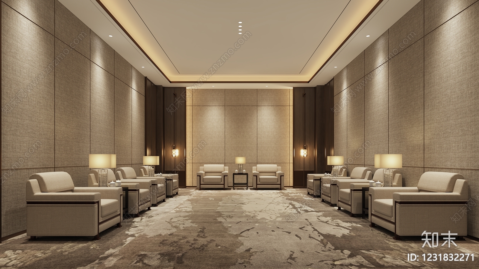 新中式接待室3D模型下载【ID:1231832271】